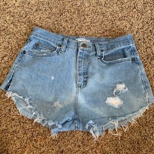 Lee distressed high waisted denim shorts